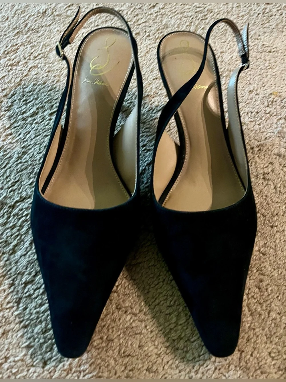 Sam Edelman Bianka Black Suede Pointed Slingback Heels